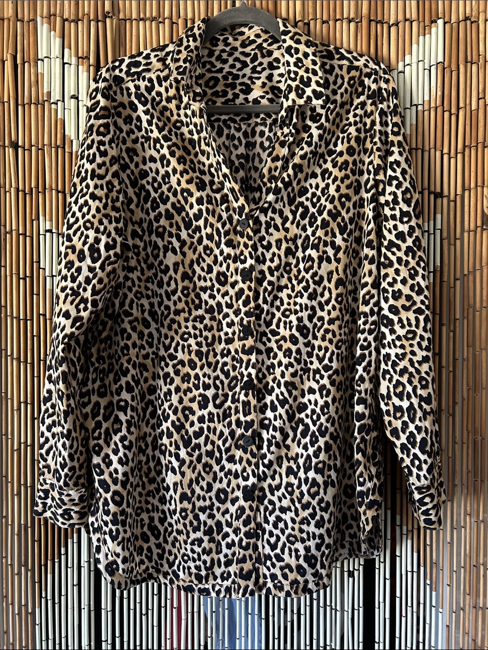 Foxcroft Leopard Print Button-Down Shirt - Beige and Black